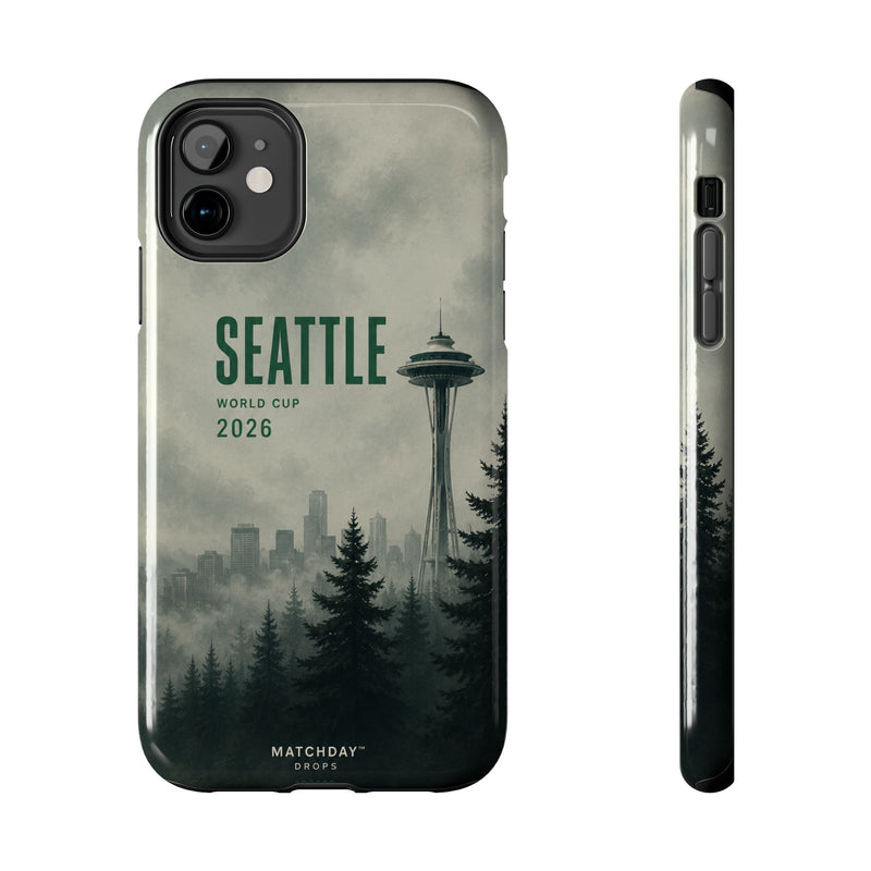 Seattle 2026 Tough Phone Case — Space Needle Mist Forest Protective Cover