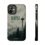 Seattle 2026 Tough Phone Case — Space Needle Mist Forest Protective Cover
