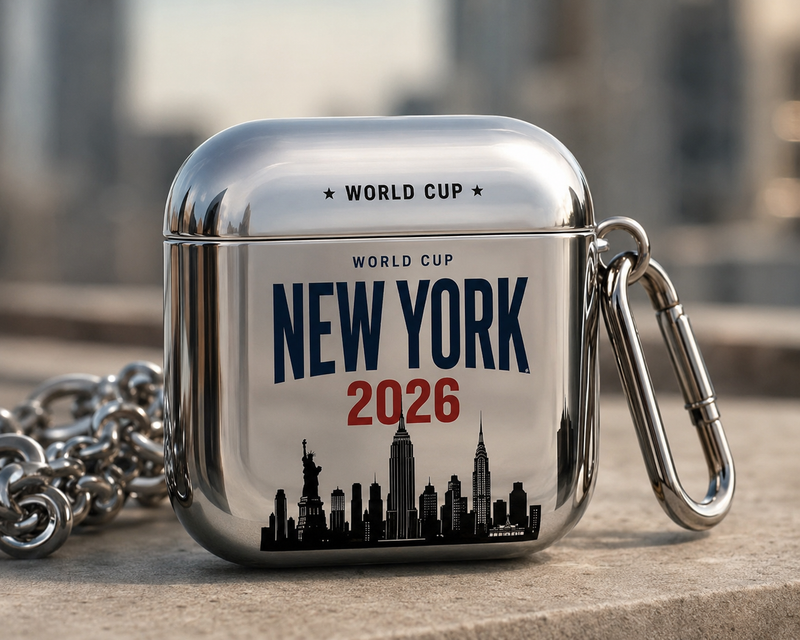 New York 2026 — Chrome AirPods Case